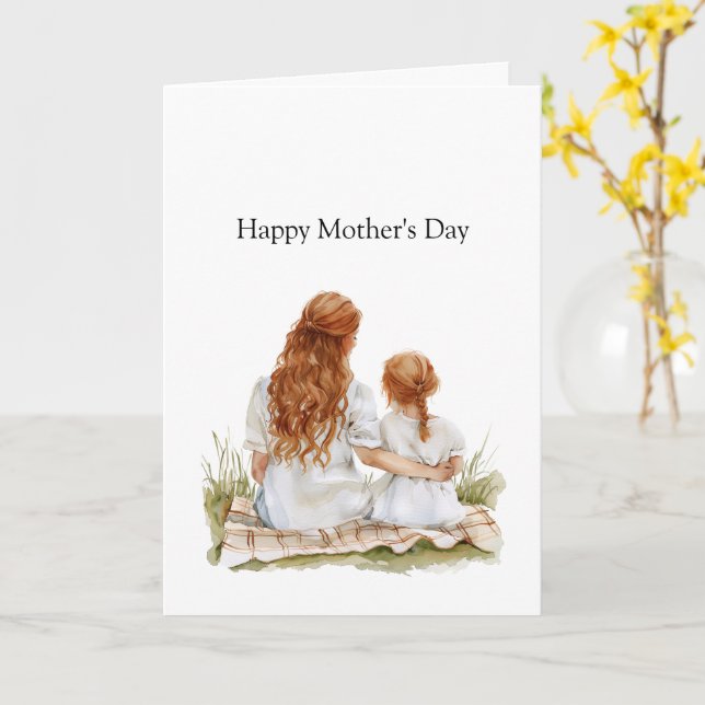 Mors dag Mamma Dotter Rött Hår Kort (Gul blomma)