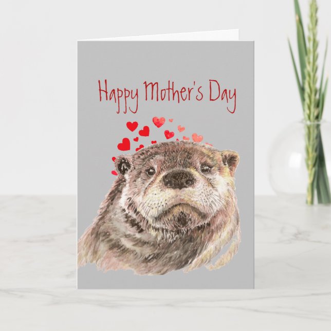 Mors dag Mamma Kärlek mitt hjärta Cute Otter Helgkort (Framsida)