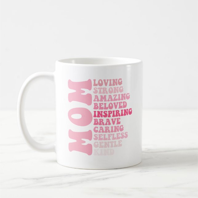 Mors dag Mamma Kärlek Stark Fantastisk Bästa Mamma Kaffemugg (Vänster)