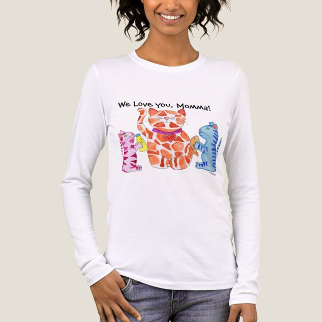 Mors dag Mamma Katt och Kull T Shirt (Framsida)