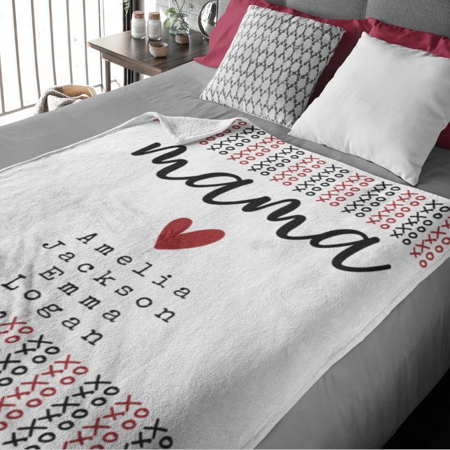 Mors dag Mamma Kids Namn XOXO Fleecefilt (Skapare uppladdad)