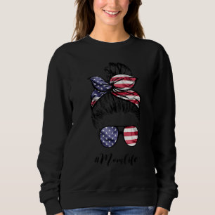 Mors dag Mamma Life Bun Hair Sunglass Amerikanska T Shirt