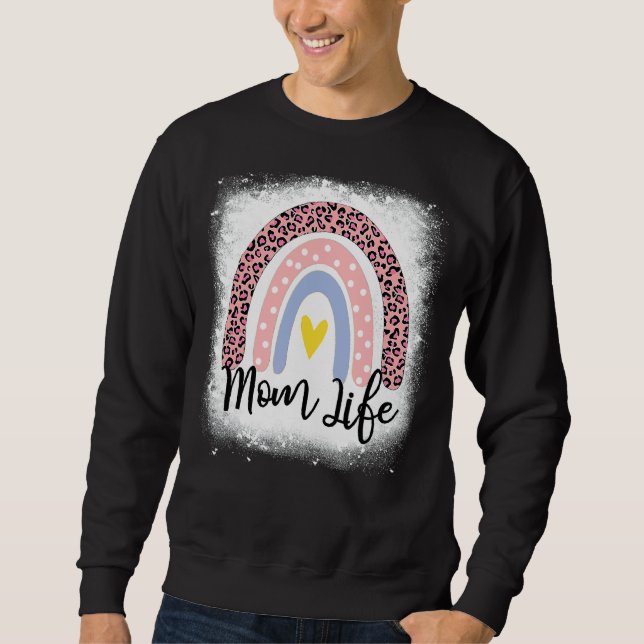 Mors dag Mamma Life Leopard Rainbow Mamma Women Lång Ärmad Tröja (Framsida)