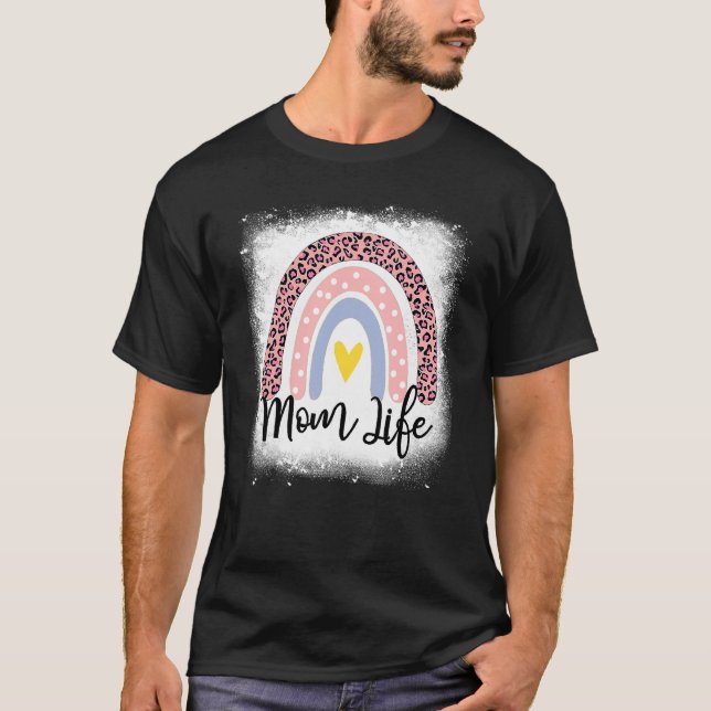 Mors dag Mamma Life Leopard Rainbow Mamma Women T Shirt (Framsida)