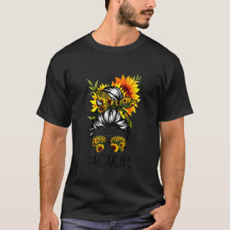 Mors dag Mamma Life Messy Hair Bun Solros Wo T Shirt