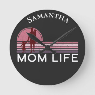 Mors dag Mamma Life Namn Rund Klocka