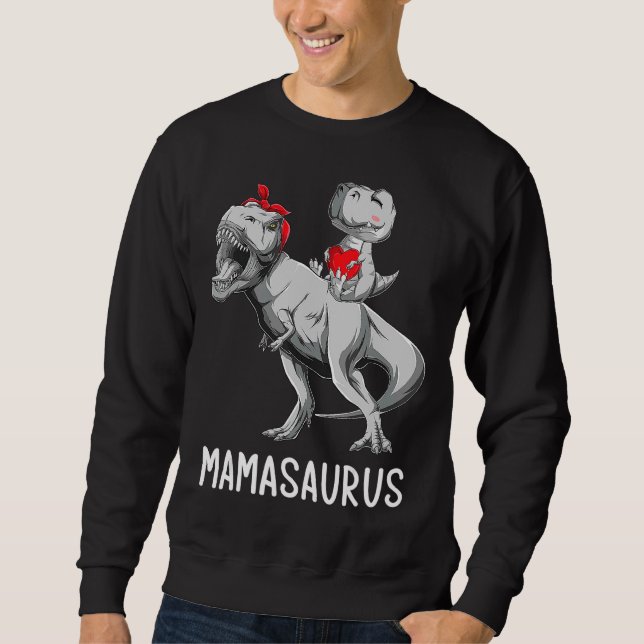 Mors dag Mamma Mamasaurus Dinosaur Mamma Rex Saur Lång Ärmad Tröja (Framsida)