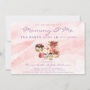 Mors dag Mamma & Me Tea Party Rosa Boho Inbjudningar