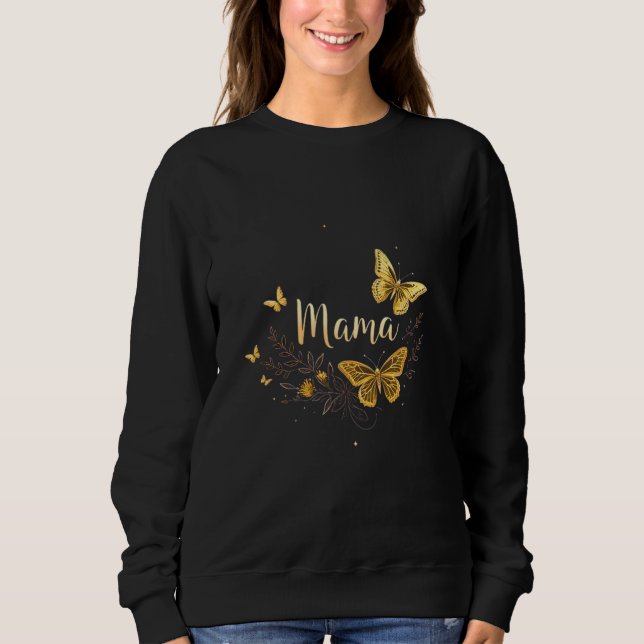 Mors dag Mamma Present T-Shirt Guld Fjäril Mama (Framsida)