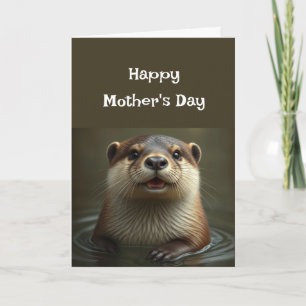 Mors dag Mamma Pun Otter Animal Humor Roligt Helgkort