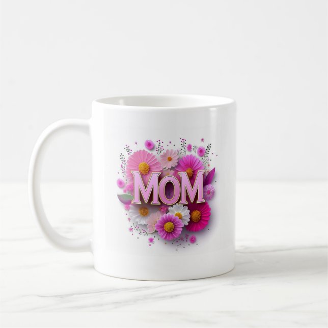 Mors dag Mamma Rosa Blommigt Mugg (Vänster)