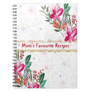 Mors dag Mammor Favorite Recipes Rosa Flower Cute Anteckningsbok