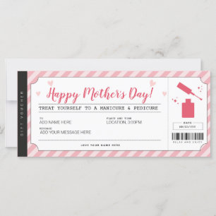 Mors dag Mani Pedi Gift Voucher-intyg