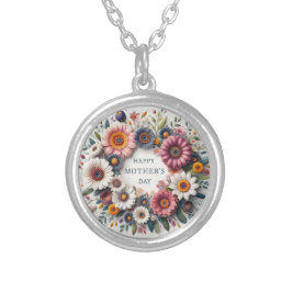 Mors dag med blommor silverpläterat halsband