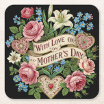 Mors dag med Kärlek Underlägg Papper Kvadrat<br><div class="desc">Snygg blommigt för Mors dag.</div>