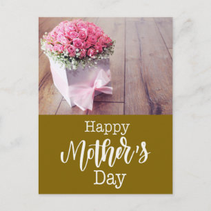 Mors dag med rosa rosor kort