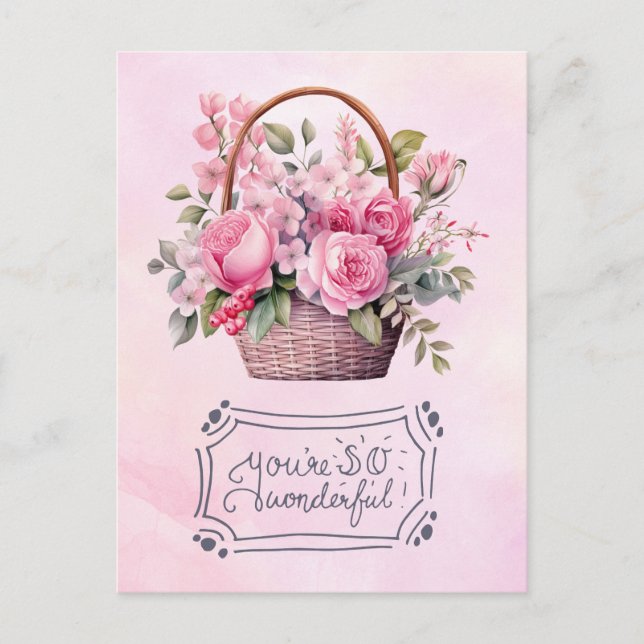 Mors dag med rosa rosor Kort (Framsida)