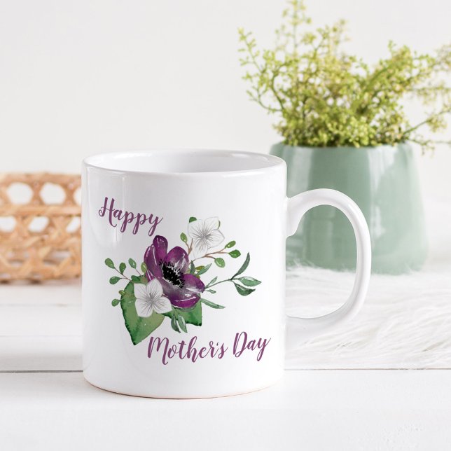 Mors dag med spray of Watercolor Flowers Kaffemugg (Skapare uppladdad)