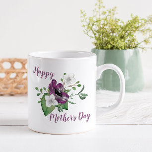 Mors dag med sprej av vattenfärgblommor kaffemugg