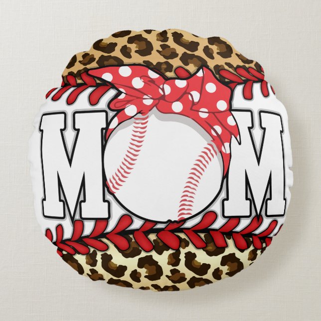 Mors dag Messy Hair Baseball Rund Kudde (Framsidan)
