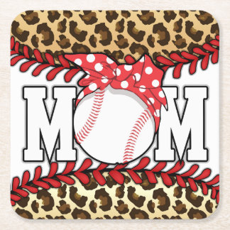 Mors dag Messy Hair Baseball Underlägg Papper Kvadrat