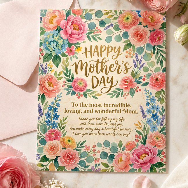 Mors dag Mest Otrolig Kärleksfull Mamma Blommig Ko Vykort (Skapare uppladdad)