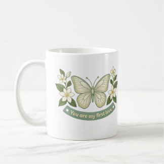 Mors dag - Min första kärleks fjäril blommor Kaffemugg