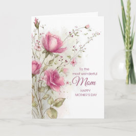 Mors dag Mjukt Feminint Rosa Blommigt Kort