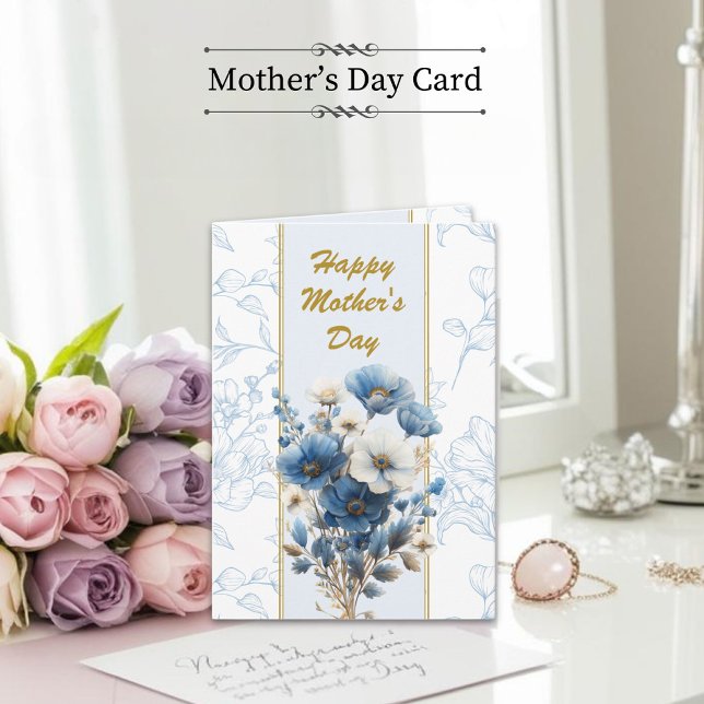 Mors dag Modern Blue Blommigt Bible Verse Kort (Skapare uppladdad)