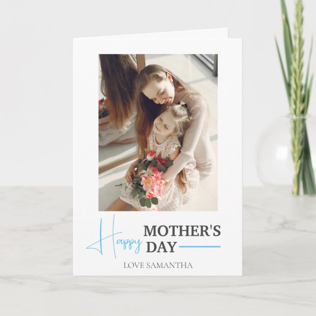 Mors dag | Modern tvåfoto med skript Kort (Framsida)