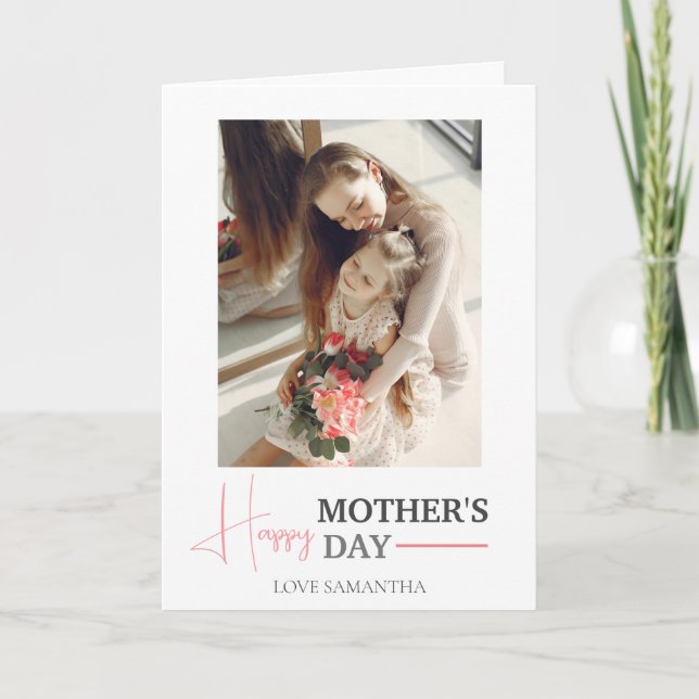 Mors dag | Modern tvåfoto med skript Kort (Framsida)