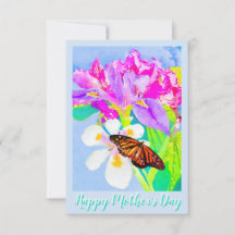 Mors dag Monarch Butterfly, Irises and Orchid