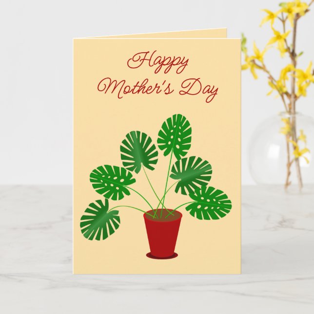 Mors dag Monstera Plant Anpassningsbar Kort (Gul blomma)