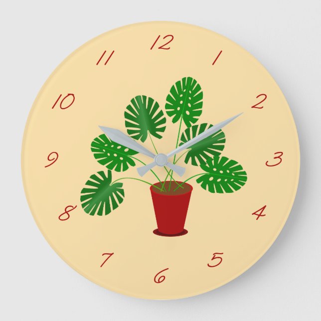 Mors dag Monstera Plant Stor Klocka (Framsida)