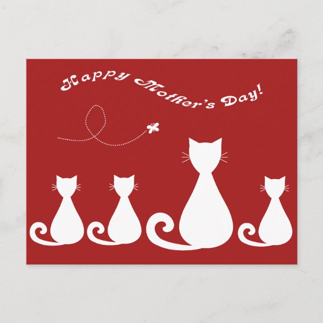 Mors dag ’Mor Cat with Kittens’ Vykort (Framsida)