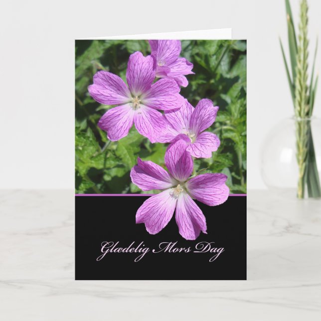 Mors Dag, Mors dag på danska, Violet Geraniums Kort (Framsida)