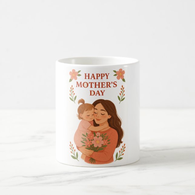 Mors dag Mugg Mamma och dotter Hug Illustration (Center)