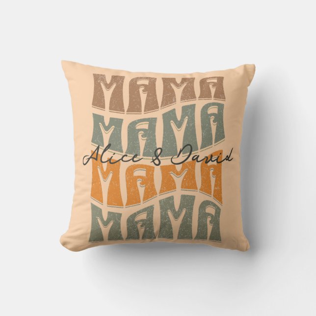 Mors dag Naturligt Färg Mamma Kids Namn T-Shirt Kudde (Framsida)