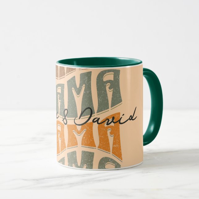 Mors dag Naturligt Färg Mamma Kids Namn T-Shirt Mugg (Framsida höger)