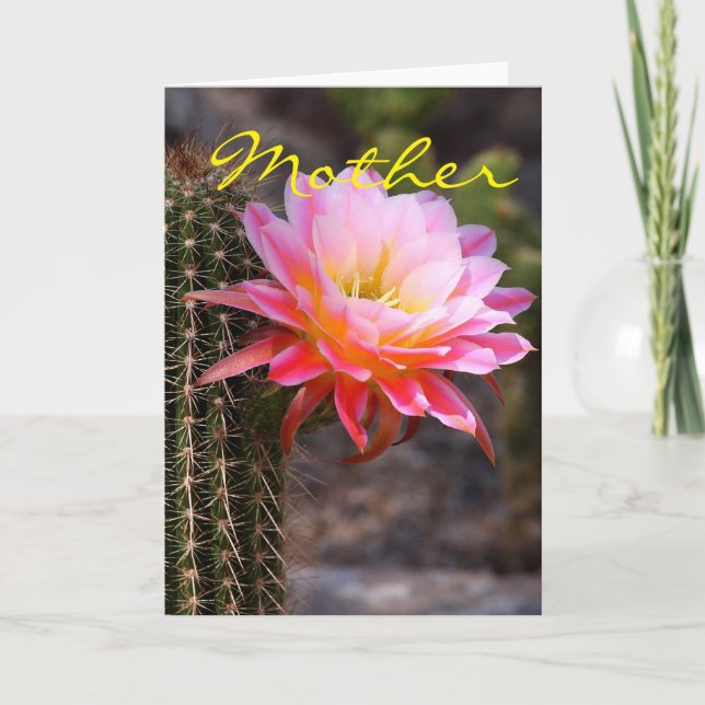 Mors dag och Rosa Cactus Kort (Framsida)