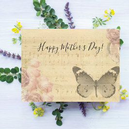 Mors dag Old Lakan Music Score Ro Butterfly Vykort