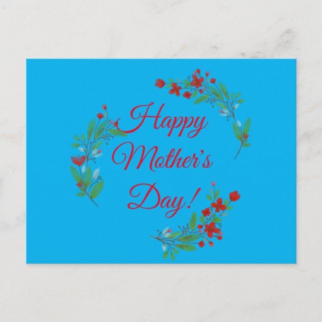 Mors dag önskar blått blått ljus vykort (Framsida)