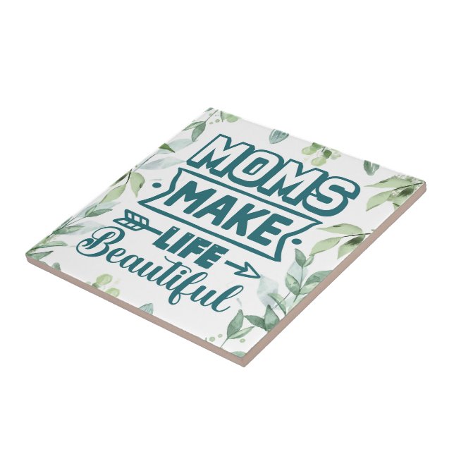 Mors dag Ord konst med blomma Kakelplatta (Sidan)