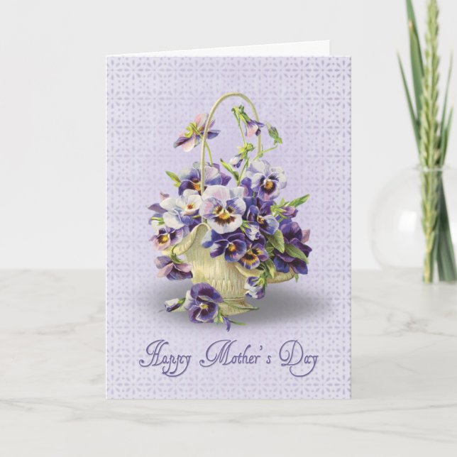 Mors dag Pansy Basket Kort (Framsida)