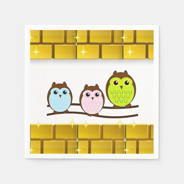 Mors dag Pappra Napkins Uggla Pappersservett (Framsidan)