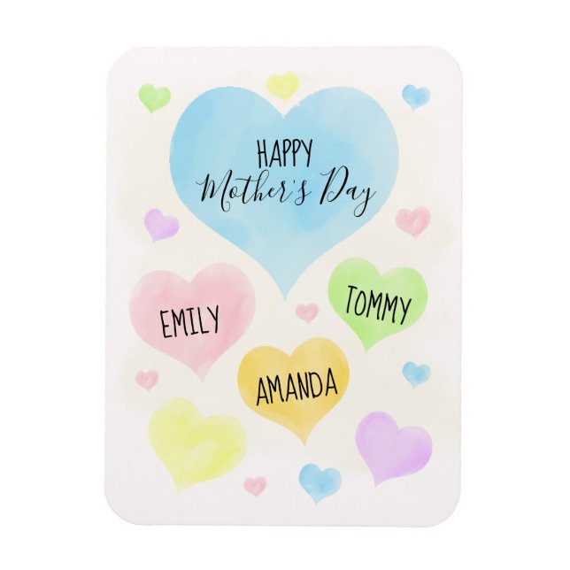 Mors dag Pastel Hearts Magnet (Vertikal)