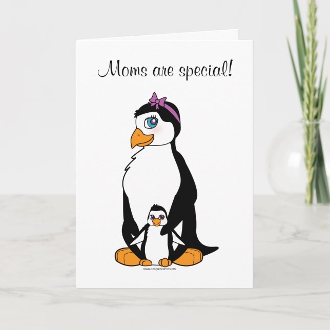 Mors dag Penguin och Chick Card Kort (Framsida)