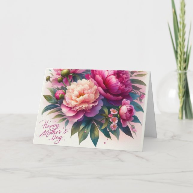 Mors dag  Peony Blommor Hölsöndags Hälsning Kort (Framsida)