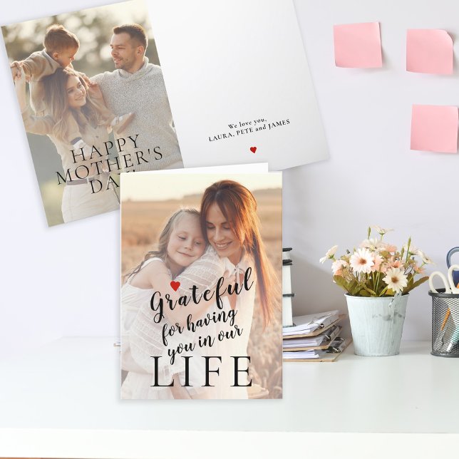 Mors dag personlig 2 foton och text helgkort (Skapare uppladdad)