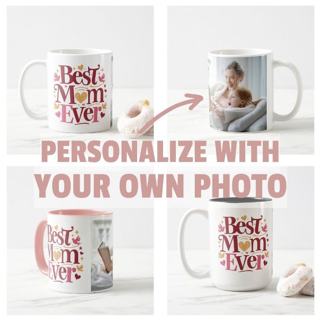Mors dag Personlig bild Bästa mamma någonsin  Kaffemugg (Mother's Day Best Mom mugs personalize own photo mug photo )